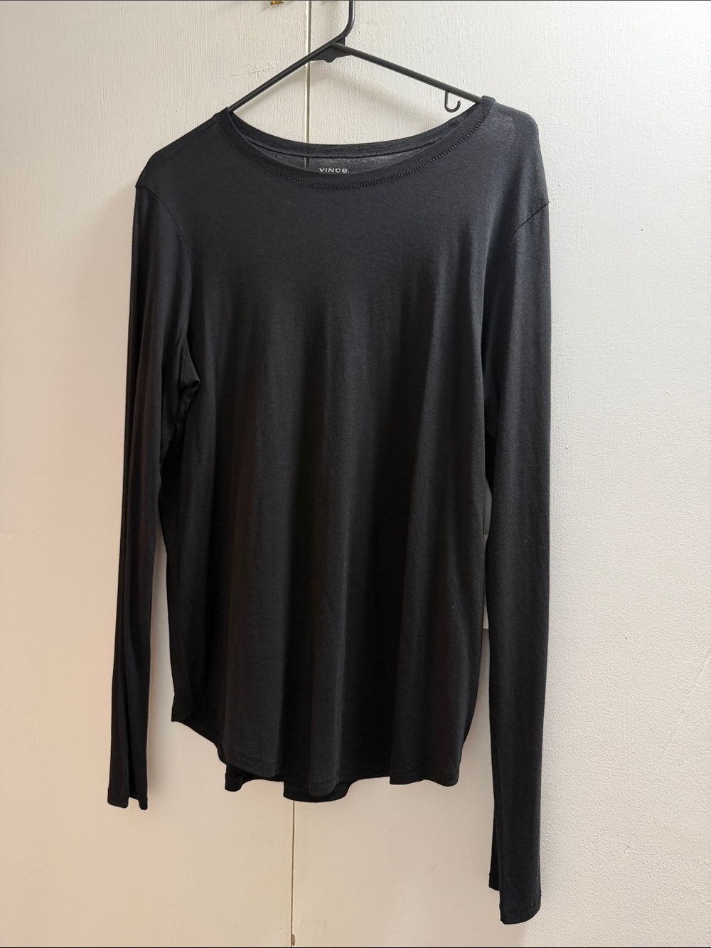 Vince Black Long-Sleeve Boatneck Top